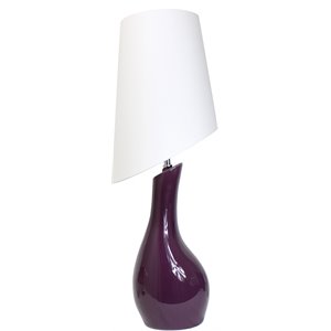 elegant designs ceramic curved table lamp in purple with white shade