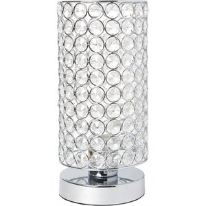 elegant designs crystal elipse bedside cylinderical table lamp in chrome