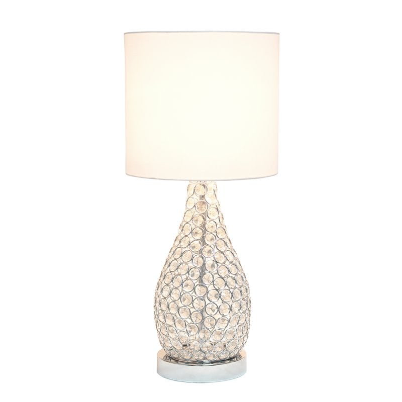 Elegant Designs Crystal Elipse Pinned Accent Table Lamp in Chrome