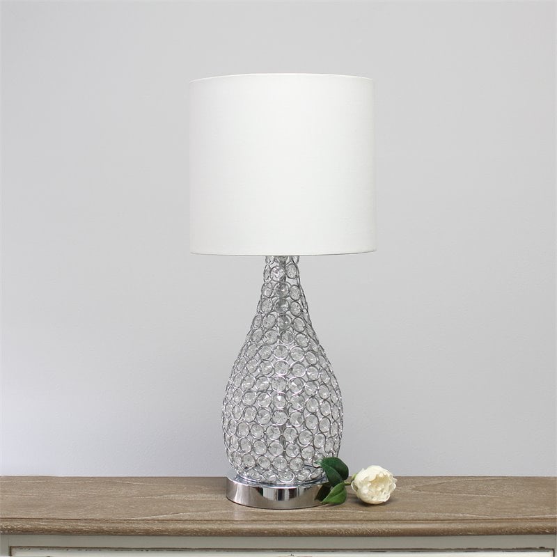 Elegant Designs Crystal Elipse Pinned Accent Table Lamp in Chrome