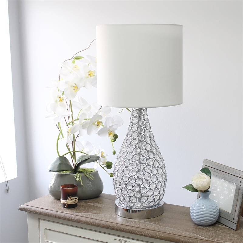 Elegant Designs Crystal Elipse Pinned Accent Table Lamp in Chrome
