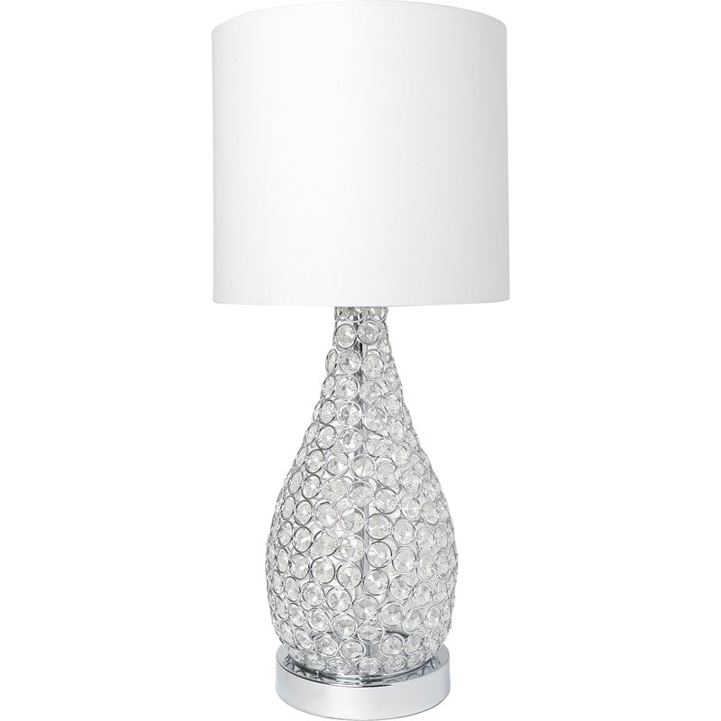 Elegant Designs Crystal Elipse Pinned Accent Table Lamp in Chrome