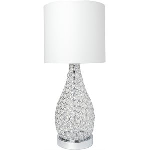 Elegant Designs Crystal Elipse Pinned Accent Table Lamp in Chrome