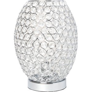 Elegant Designs Crystal Curved Accent Table Lamp in Chrome