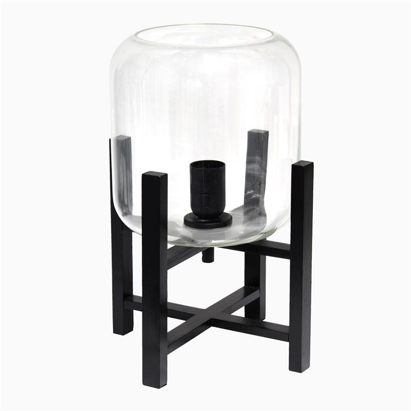 Simple Designs Glass Mounted Table Lamp in Black with Clear Shade