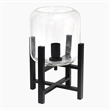 Simple Designs Glass Mounted Table Lamp in Black with Clear Shade