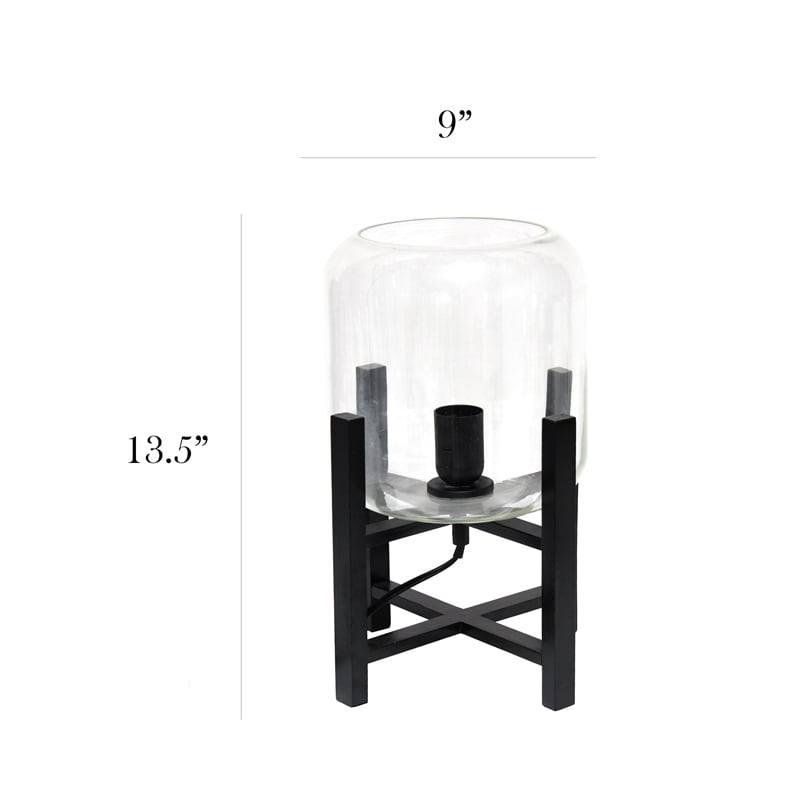 Simple Designs Glass Mounted Table Lamp in Black with Clear Shade