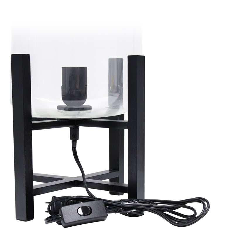 Simple Designs Glass Mounted Table Lamp in Black with Clear Shade