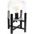 Simple Designs Glass Mounted Table Lamp in Black with Clear Shade