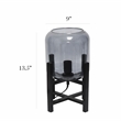 Simple Designs Glass Mounted Table Lamp in Black with Smoke Shade