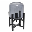 Simple Designs Glass Mounted Table Lamp in Black with Smoke Shade