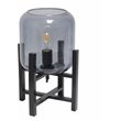 Simple Designs Glass Mounted Table Lamp in Black with Smoke Shade