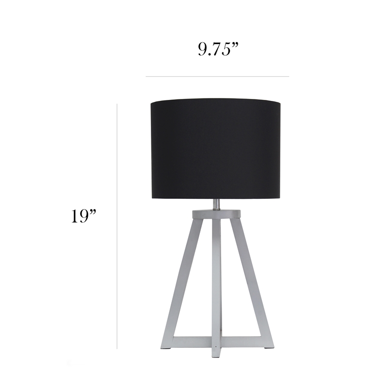 Simple Designs Wood Interlocked Triangle Table Lamp in Gray with Black Shade