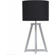 Simple Designs Wood Interlocked Triangle Table Lamp in Gray with Black Shade