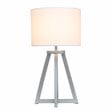 Simple Designs Wood Interlocked Triangle Table Lamp in Gray with White Shade