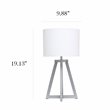 Simple Designs Wood Interlocked Triangle Table Lamp in Gray with White Shade