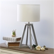 Simple Designs Wood Interlocked Triangle Table Lamp in Gray with White Shade