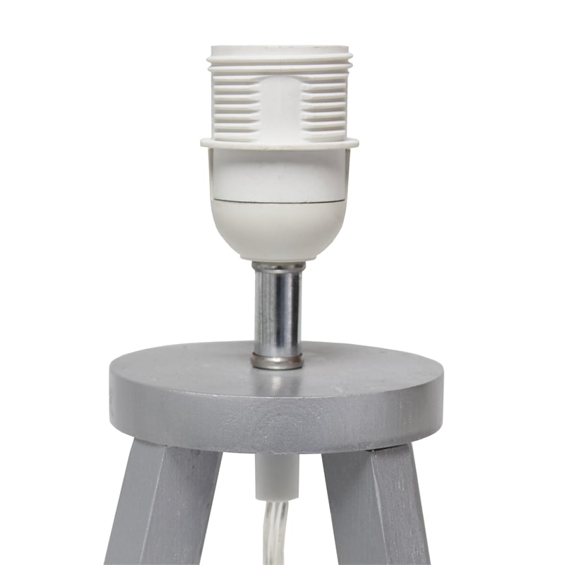 Simple Designs Wood Interlocked Triangle Table Lamp in Gray with White Shade