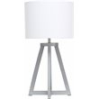 Simple Designs Wood Interlocked Triangle Table Lamp in Gray with White Shade