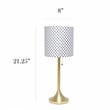 Simple Designs Metal Tapered Table Lamp in Gold with Polka Dot Shade