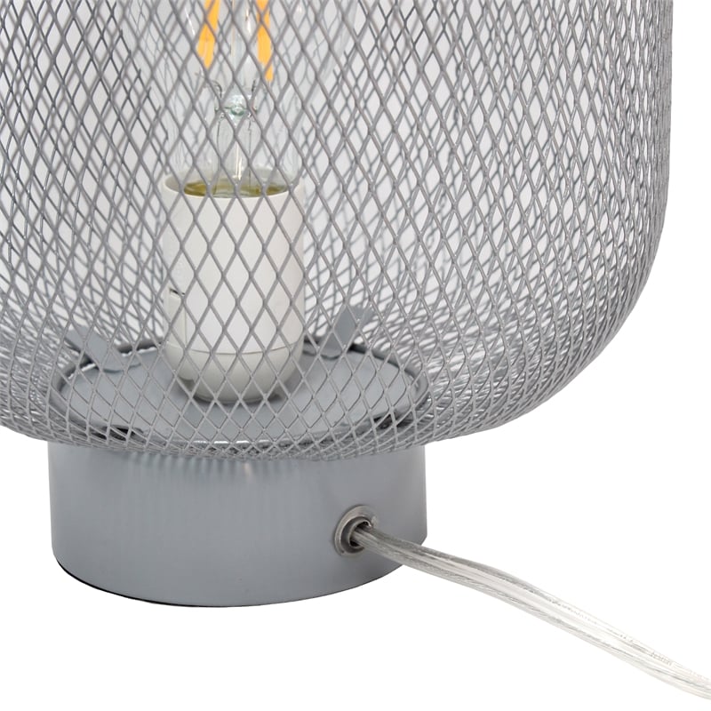 Simple Designs Metal Mesh Industrial Table Lamp in Gray