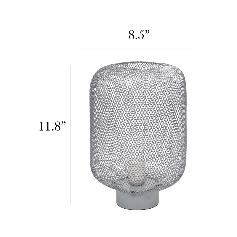 Simple Designs Metal Mesh Industrial Table Lamp in Gray