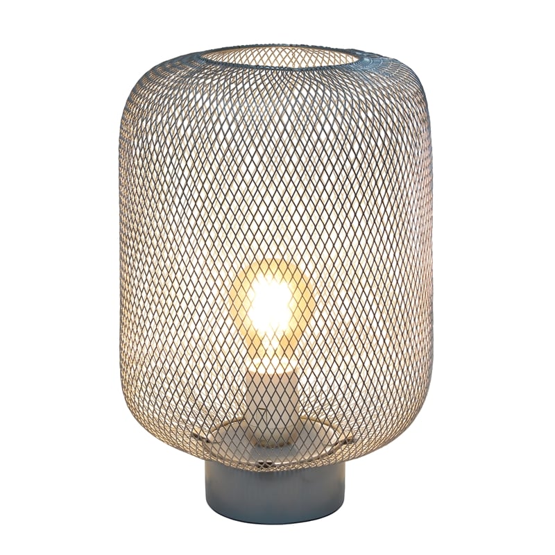 Simple Designs Metal Mesh Industrial Table Lamp in Gray