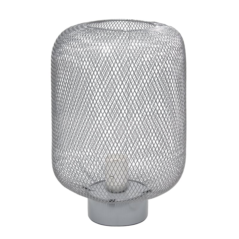 Simple Designs Metal Mesh Industrial Table Lamp in Gray