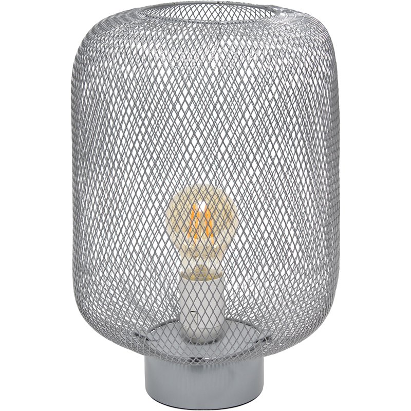 Simple Designs Metal Mesh Industrial Table Lamp in Gray
