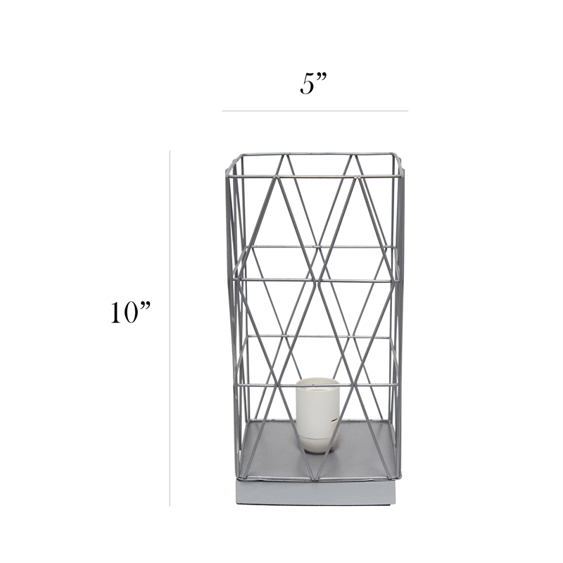 Simple Designs Metal Geometric Square Table Lamp in Gray