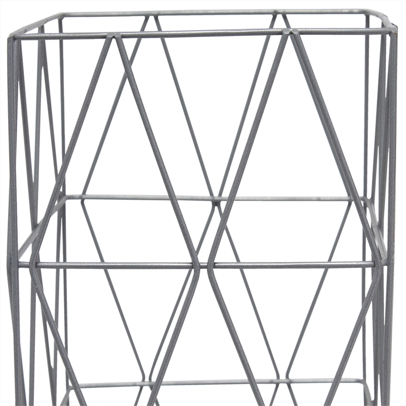 Simple Designs Metal Geometric Square Table Lamp in Gray