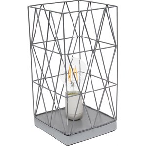 simple designs metal geometric square table lamp in gray