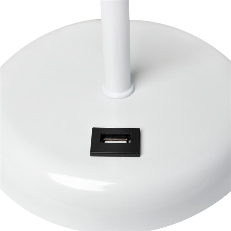 LimeLights Metal Stick Lamp w/ USB Port 2 Pack in White with Gray Shade