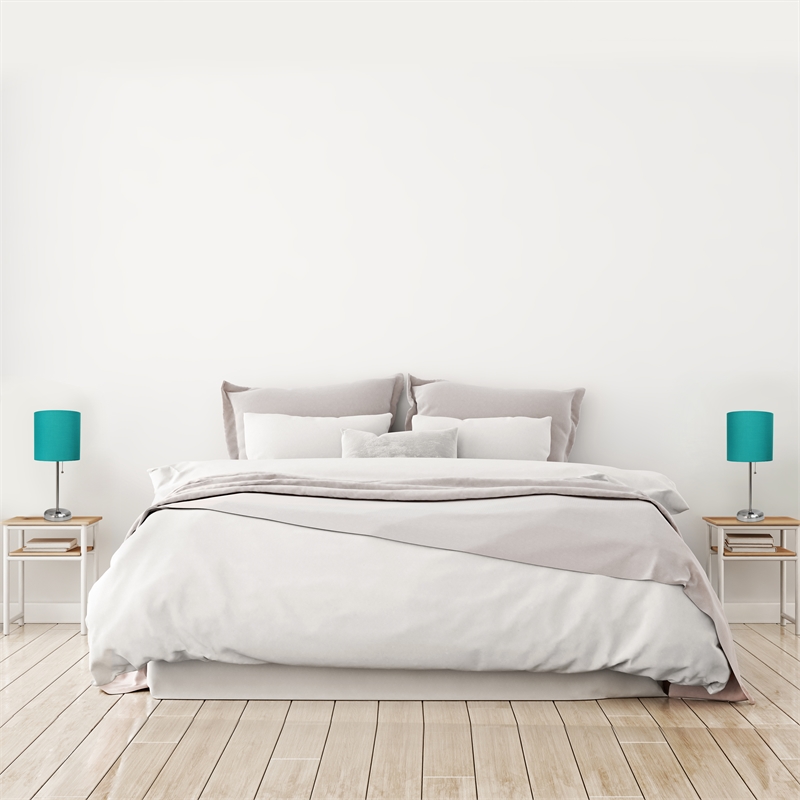 LimeLights Silver Metal Stick Lamp w/ USB Port 2 Pack with Teal Shade