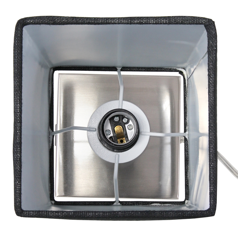 Simple Designs Metal Stick Lamp w/ USB Port 2 Pack in Black with Black Shade
