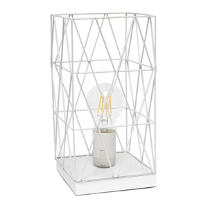 simple designs metal geometric square table lamp in white