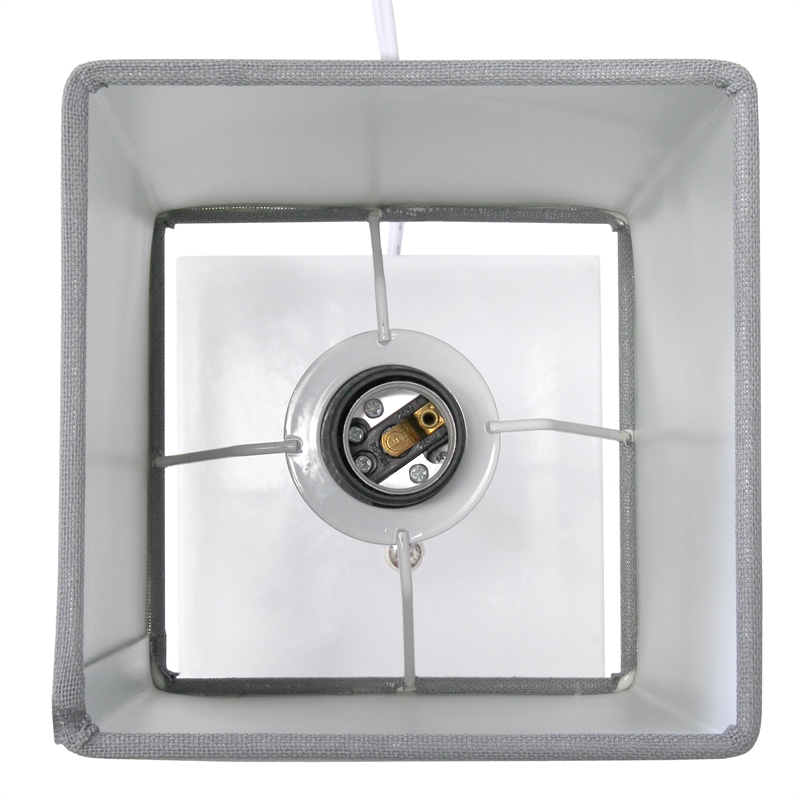 Simple Designs Metal Stick Lamp w/ USB Port 2 Pack in White with Gray Shade