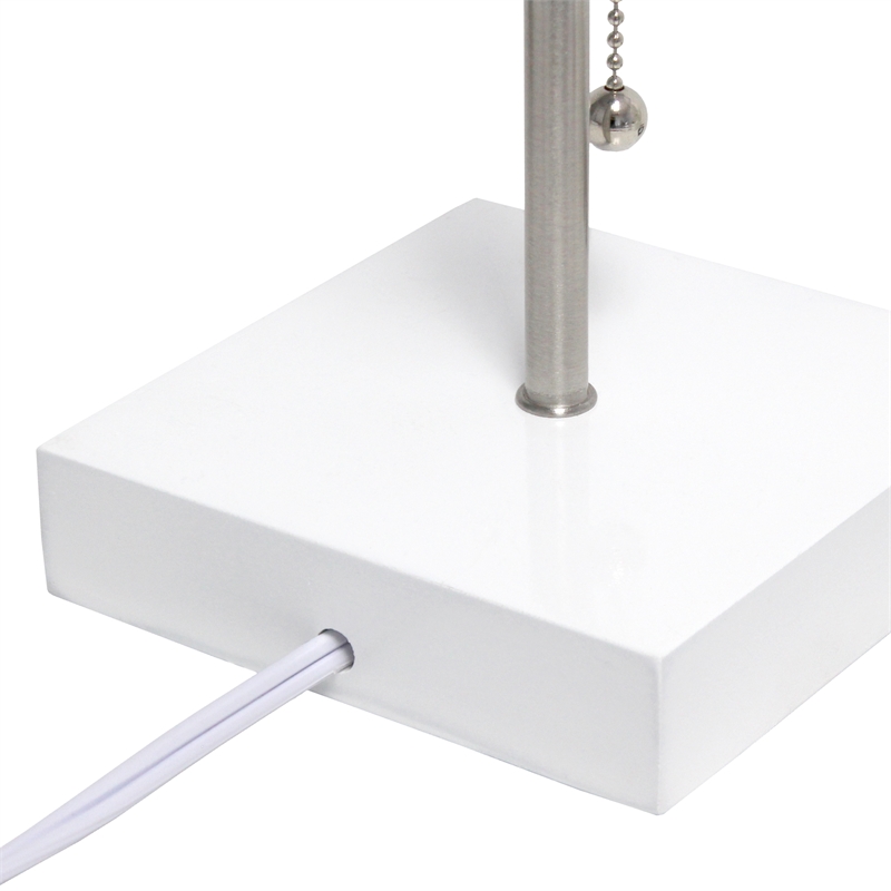 Simple Designs Metal Stick Lamp w/ USB Port 2 Pack in White with Gray Shade
