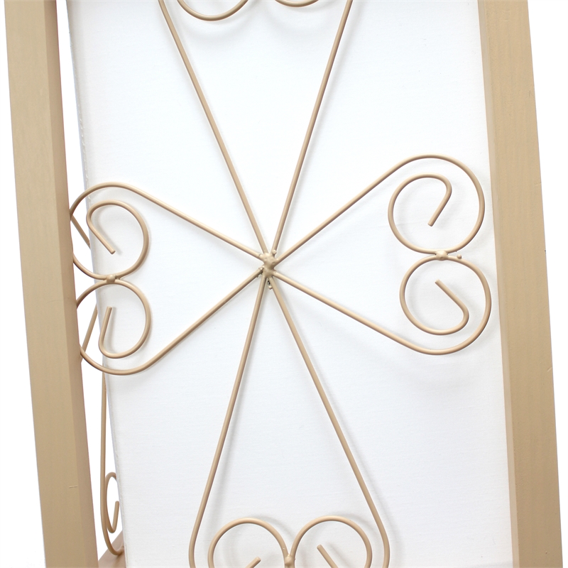 Simple Designs Wood Etagere Floor Lamp w/ Wine Rack in Tan with Cream Shade