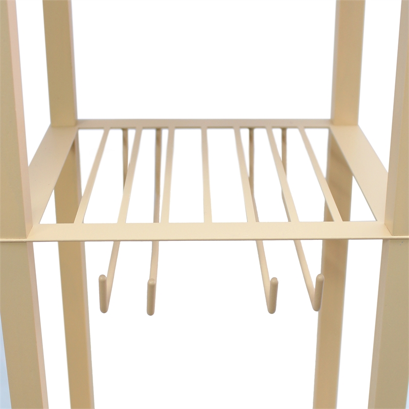 Simple Designs Wood Etagere Floor Lamp w/ Wine Rack in Tan with Cream Shade