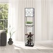 Elegant Designs Metal Etagere Floor Lamp w/ Wine Rack in Black with Cream Shade