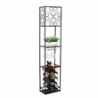Elegant Designs Metal Etagere Floor Lamp w/ Wine Rack in Black with Cream Shade