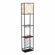Elegant Designs Metal Etagere Floor Lamp w/ Wine Rack in Black with Cream Shade