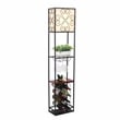 Elegant Designs Metal Etagere Floor Lamp w/ Wine Rack in Black with Cream Shade