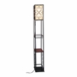 Elegant Designs Metal Etagere Floor Lamp w/ Wine Rack in Black with Cream Shade