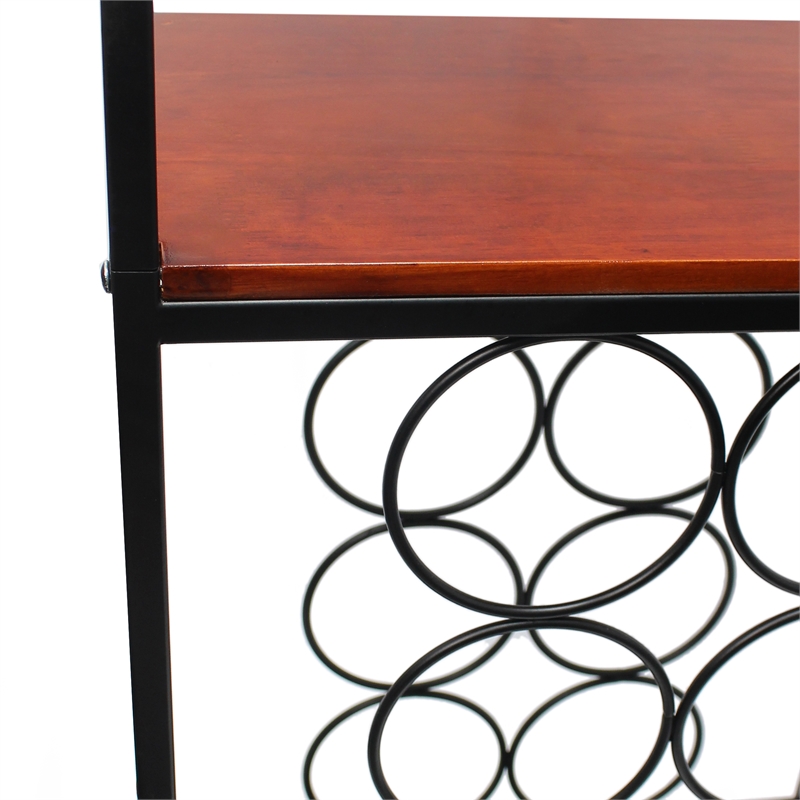 Elegant Designs Metal Etagere Floor Lamp w/ Wine Rack in Black with Cream Shade