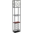 Elegant Designs Metal Etagere Floor Lamp w/ Wine Rack in Black with Cream Shade