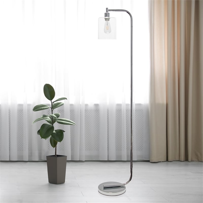 Simple Designs Iron Antique Lantern Floor Lamp in Chrome with