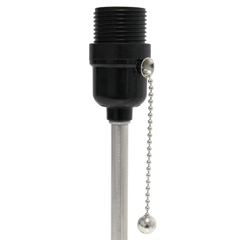 Simple Designs Metal Petite Stick Lamp w/ USB Port in White with White Shade