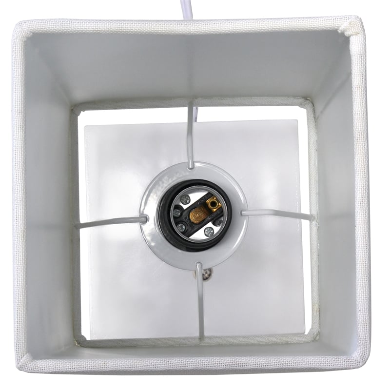 Simple Designs Metal Petite Stick Lamp w/ USB Port in White with White Shade